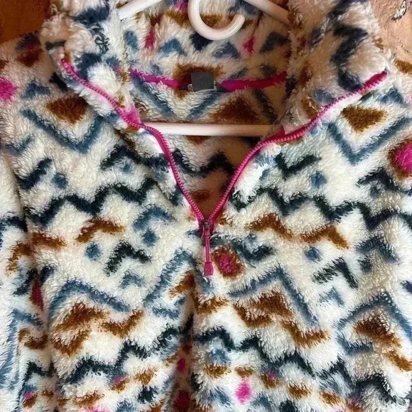 Eddie Bauer Aztec Sherpa Faux Fur 1/4 Zip-up Women’s Size XL - Picture 4 of 6